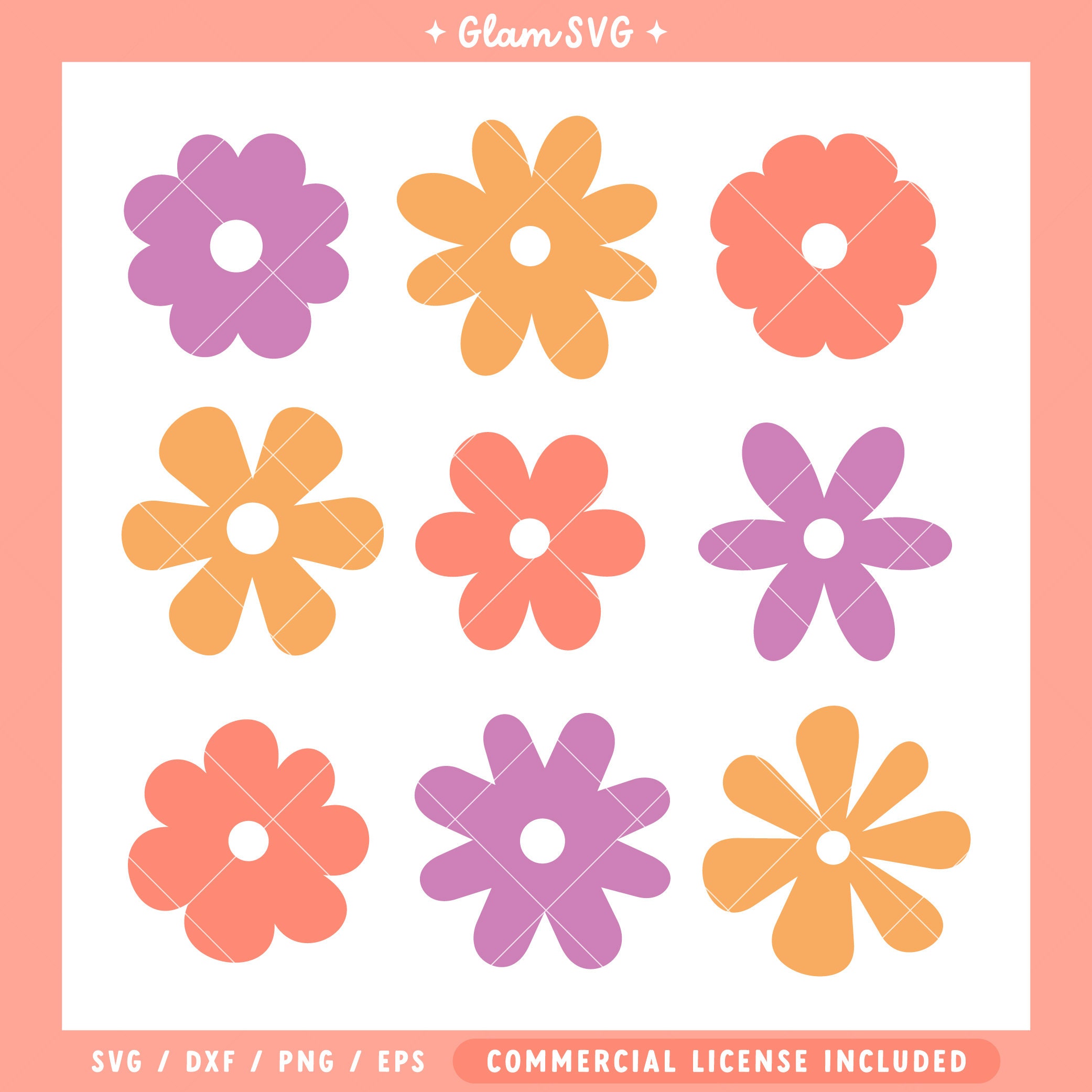 Simple Flowers SVG Bundle | Flowers SVG Cut Files for Cricut | Digital ...