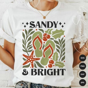Sandy & Bright SVG | Tropical Christmas SVG Cut Files for Cricut | Flower Market Svg | Digital Download