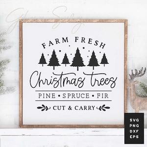 Arbres de Noël frais de la ferme SVG | Fichiers coupés SVG de Noël pour Cricut | Signes de Noël de ferme SVG | Téléchargement numérique