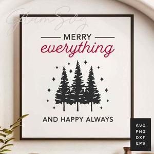 Fröhlich alles und immer glücklich SVG | Weihnachten Spruch SVG-Schnitt-Dateien für Cricut | Digitaler Download