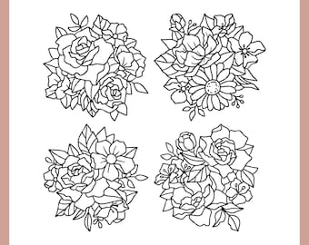 Paquete SVG de flores / Archivos de corte SVG de flores para Cricut / Descarga digital