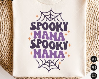 Spooky Mama SVG / Retro Halloween diciendo archivos de corte SVG para Cricut / Descarga digital Halloween Retro Quote