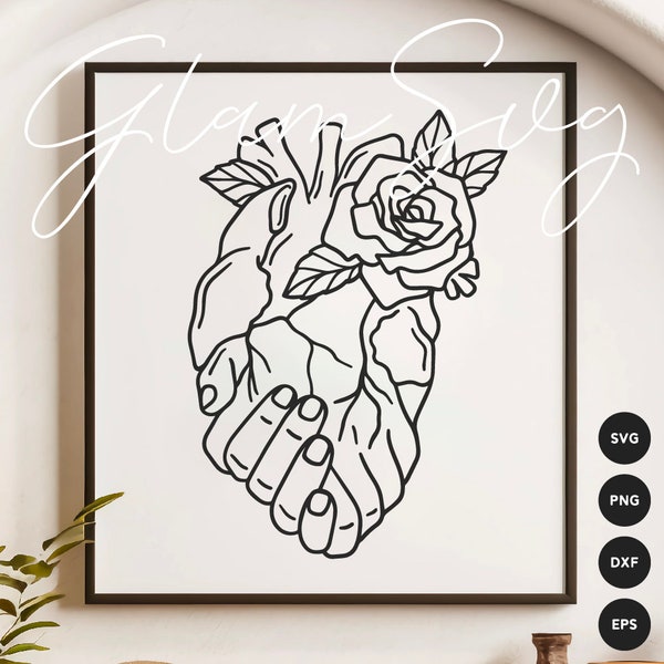 Anatomical Heart SVG | Floral Valentine's Day SVG Cut Files for Cricut | Lovers Home Decor SVG Digital Download