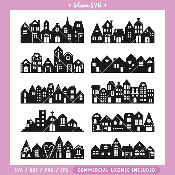 Christmas Houses SVG Bundle | Christmas Village SVG Cut Files for Cricut | Digital Download