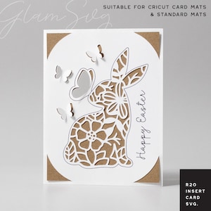 Joyeuses Pâques R20 Insert Card SVG | Carte Lapin de Pâques pour tapis Cricut et tapis standard | Fleurs pop-up SVG | Fleurs 3D SVG