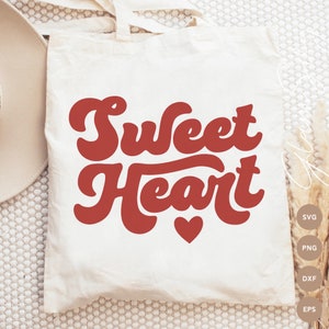 Sweet Heart SVG | Retro Valentine&#39;s Day SVG Cut Files for Cricut | Love Heart SVG | Digital Download