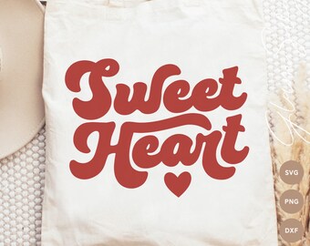 Sweet Heart SVG / Retro Valentine's Day SVG Archivos de corte para Cricut / Love Heart SVG / Descarga digital