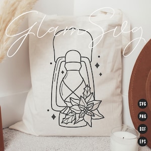 Christmas Lantern SVG | Christmas Poinsettia Flower SVG Cut Files for Cricut | Digital Download