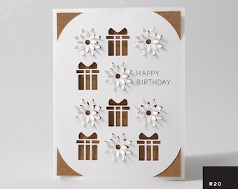 Birthday Insert Card SVG | Gift and Flowers Card for Cricut Card Mats & Standard Mats | Pop Up Flowers SVG | 3D Flowers SVG | R20