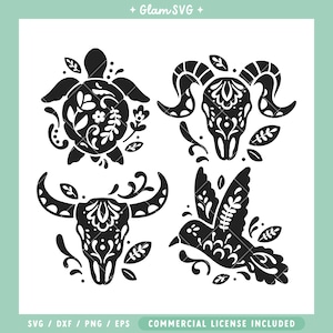 Animals SVG Bundle | Folk Art Animals SVG Cut Files for Cricut | Digital Download