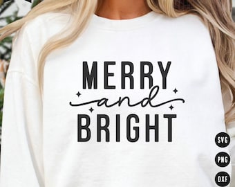Merry and Bright SVG | Christmas Quote SVG Cut Files for Cricut | Holidays Saying SVG Digital Download