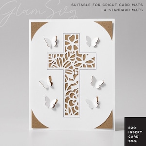 Kreuz und Schmetterlinge Insert Card SVG | R20 Cricut Joy Einlegekarte SVG | Osterkarte für Cricut-Kartenmatten & Standardmatten | Pop-Up Schmetterling