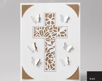 Kreuz & Schmetterling Insert Card SVG | Cricut Joy, Ostern, Kommunion (R20)