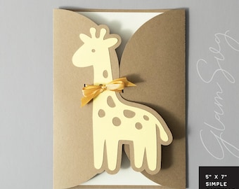 Giraffe Tor Falten Karte SVG | Safari Baby Shower 5x7" Cut File (Digital Download)