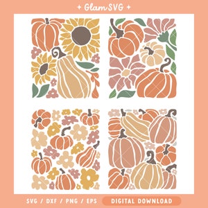 Pacote SVG Pastel Dinamarquês de Abóboras | Arquivos de corte SVG de decoração de casa de outono para Cricut | Download Digital