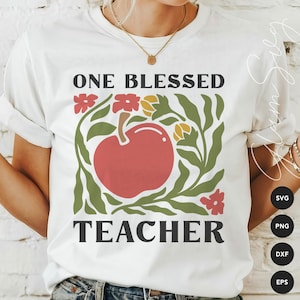 Ein gesegneter Lehrer SVG | Lehrer SVG-Schnittdateien für Cricut | Blumenmarkt SVG | Digitaler Download