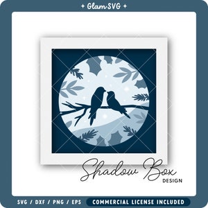 Winter Birds Shadow Box SVG | Winter Christmas Shadow Box SVG Cut Files for Cricut | Digital Download