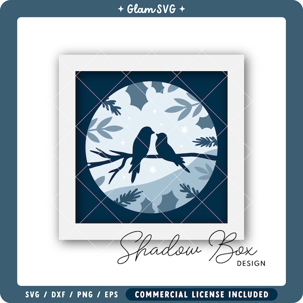 Winter Birds Shadow Box SVG | Winter Christmas Shadow Box SVG Cut Files for Cricut | Digital Download