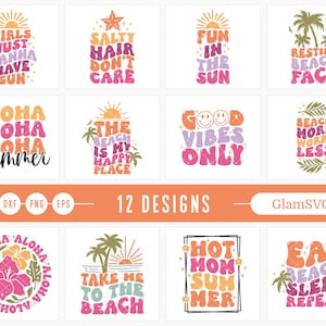 Retro Summer SVG Bundle, Summer SVG, Summertime Svg, Summer Sayings Svg, Summer Quotes Svg, Wavy Retro Svg, Svg Files for Cricut, Retro Svg