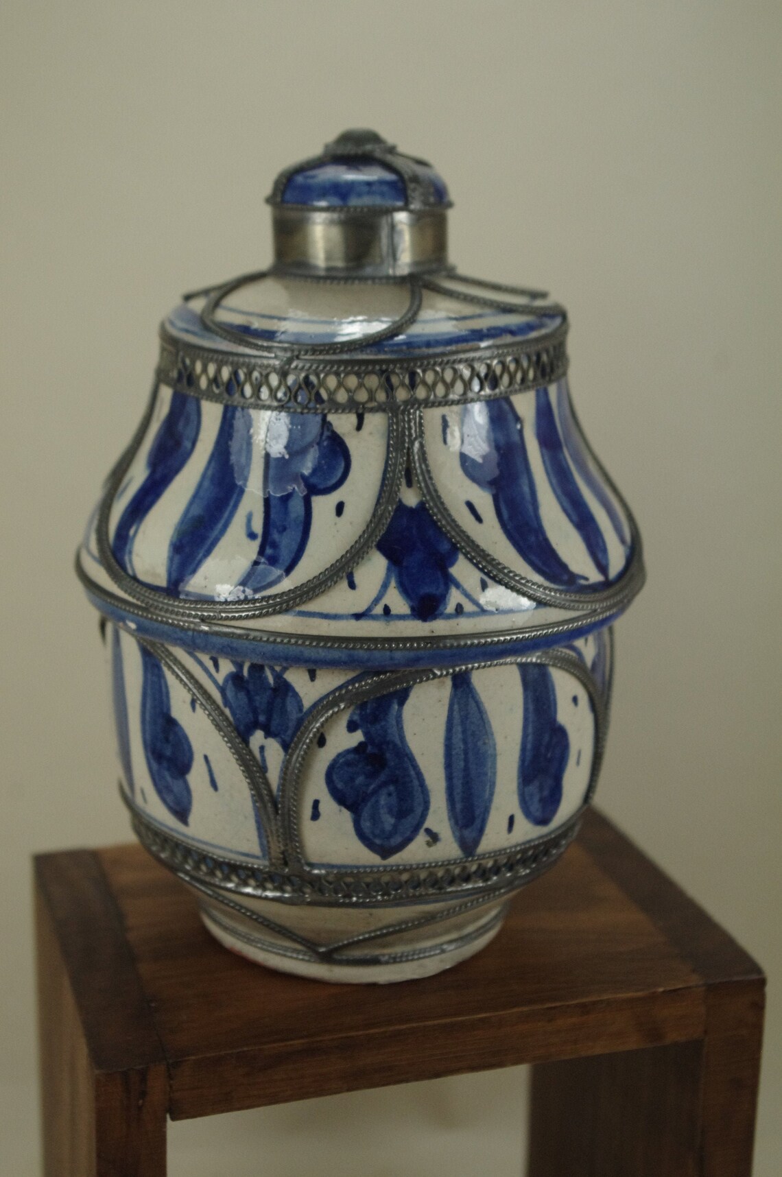 Vintage Moroccan Ceramic Spice Jar from Fez With Silver Nickle Etsy