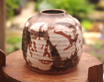 Vintage Mid Century Drip Glaze Moon Pot Vase