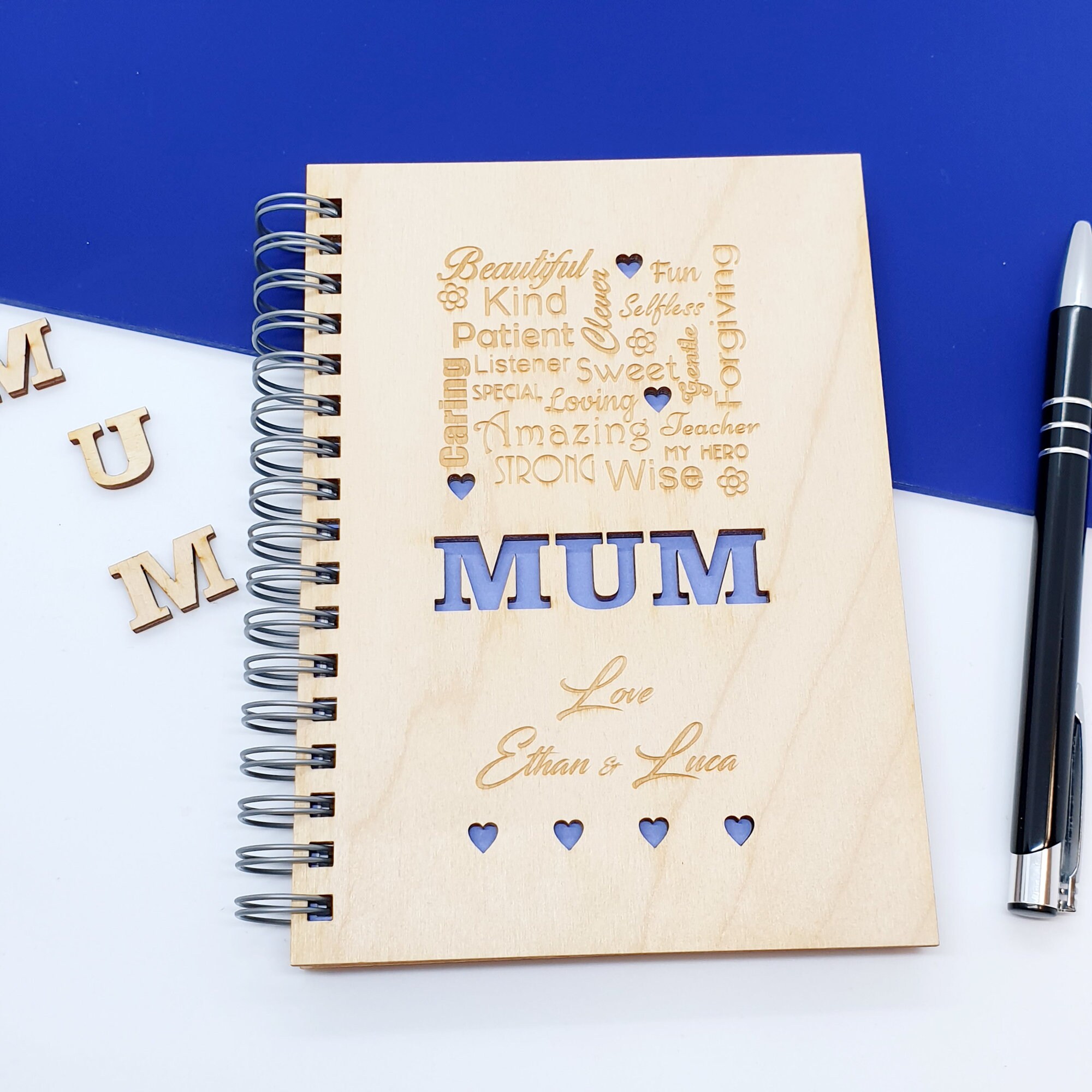 A6 Personalised Mum Notebook Wood Cover Notepad For Mum Etsy