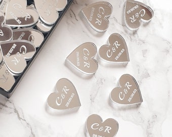 Personalised Heart Wedding Table Confetti Initials and Date Sparkly Small Modern Romantic Reusable Scatter Decorations Luxury Elegant