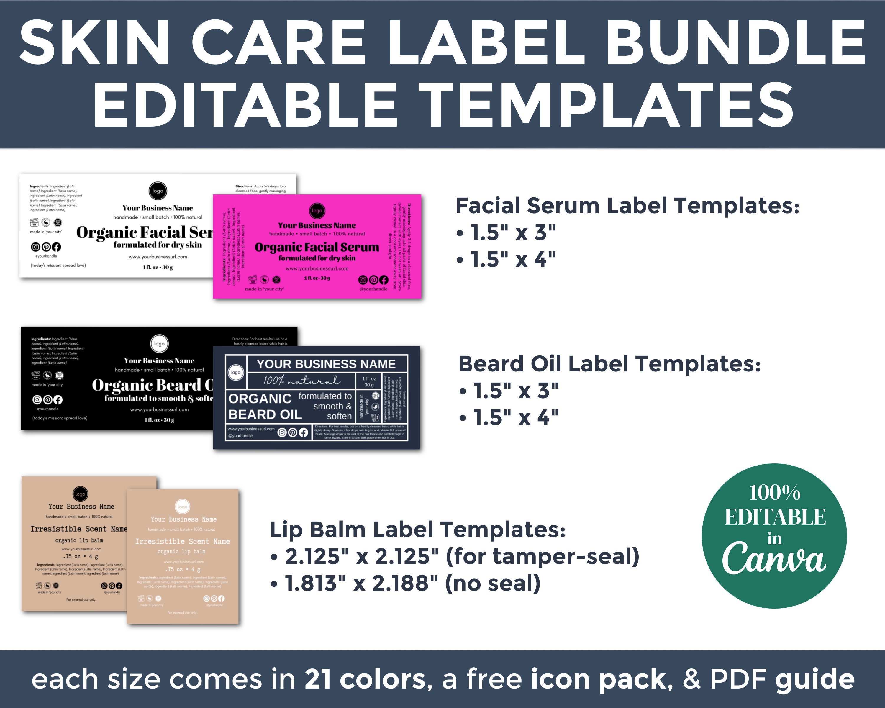 55 Skin Care Label Templates for Handmade Businesses Editable in Canva 