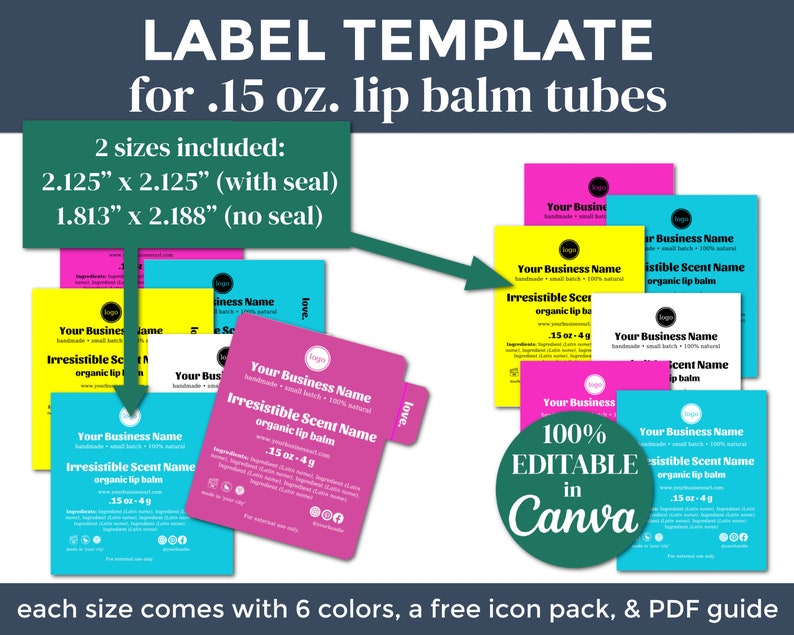 Editable Lip Balm Label Template DIY Skin Care Label With Sans Serif