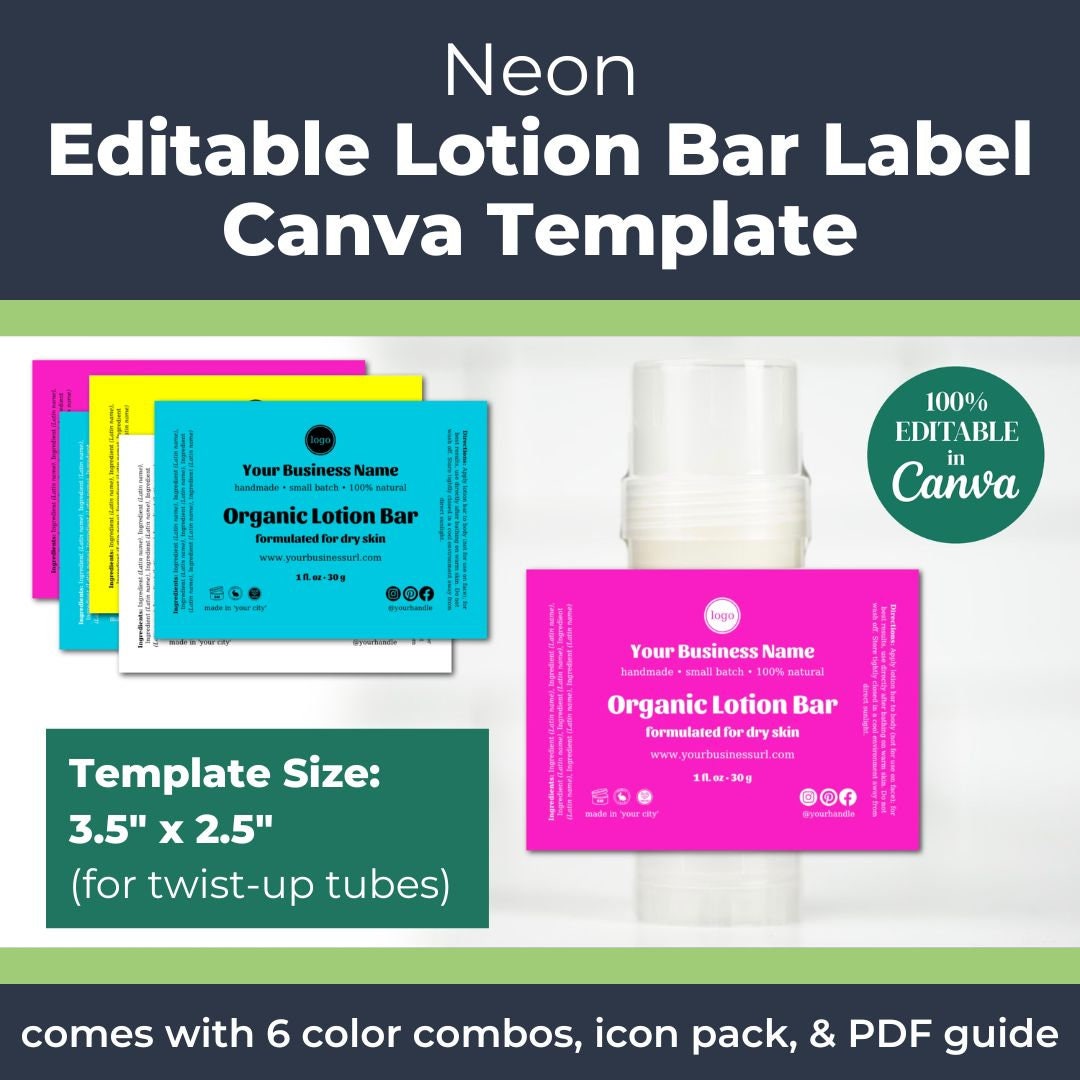 Lotion Bar Label for Handmade Skin Care Businesses editable in Canva ...