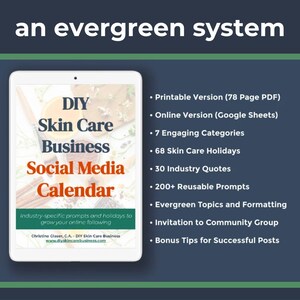DIY Skin Care Social Media Calendar for Handmade Businesses Evergreen Social Media Ideas & Prompts Marketing Strategy/Content Planner image 6