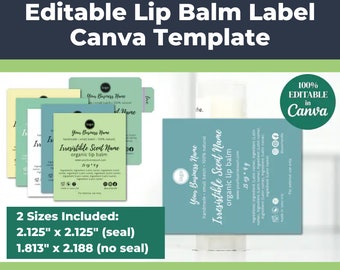 Editable Lip Balm Label Template (Pastels and Script) • Skin Care Product Label for Lip Balms and Lip Tints, Regular and Oval Tubes