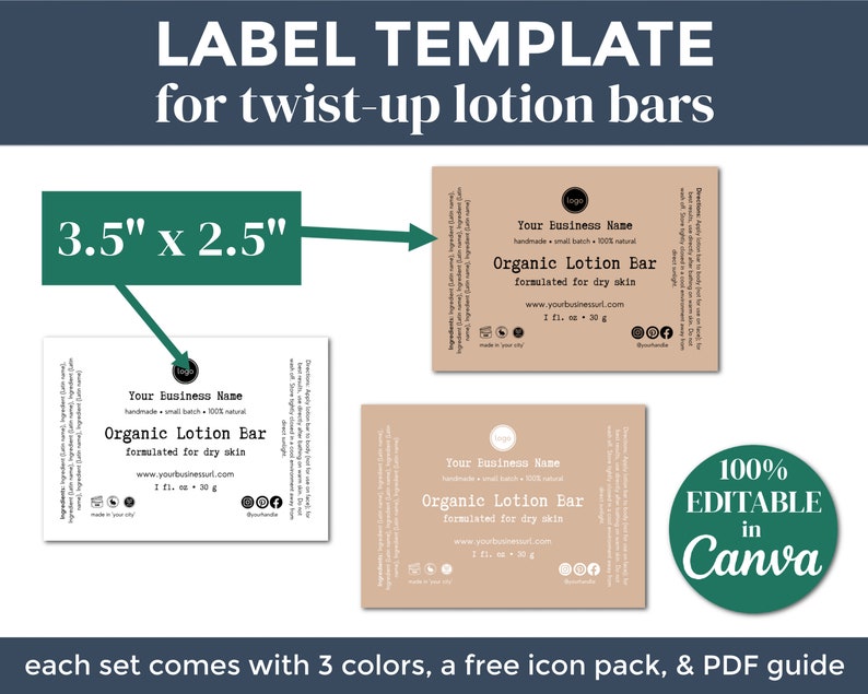 Editable Lotion Bar Label Kraft DIY Skin Care Label - Etsy