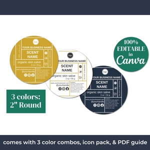Editable Round Label Template DIY Skin Care Label for Salves and Balms with Grid Formatting 2 Round Jar and/or Tin Template image 3