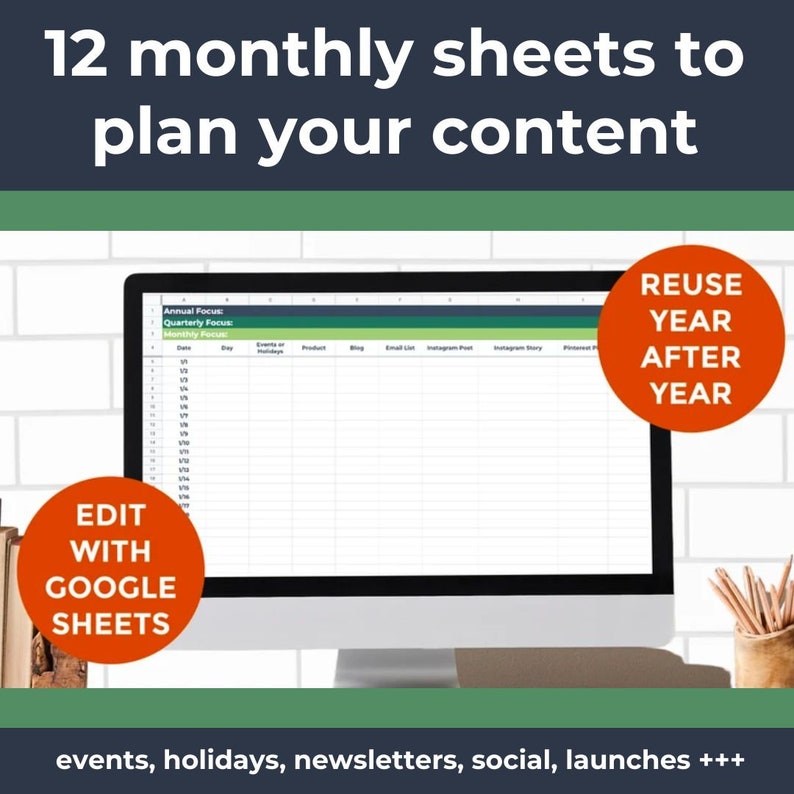 Content Planner Template for Handmade Skin Care Businesses Includes Goal Setting Funnel & Growth Tracker Access/Edit with Google Sheets image 4