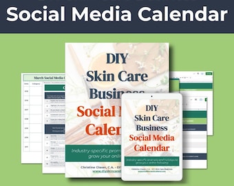 DIY Skin Care Social Media Calendar (for Handmade Businesses) • Evergreen Social Media Ideas & Prompts • Marketing Strategy/Content Planner