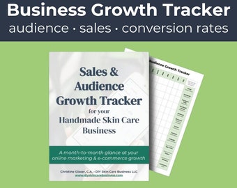 Business Growth Tracker for Handmade Skin Care Businesses • Month-at-a-Glance Sales and Audience Metrics Printable (for E-commerce Shops)