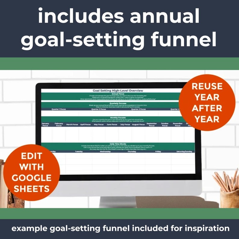 Content Planner Template for Handmade Skin Care Businesses Includes Goal Setting Funnel & Growth Tracker Access/Edit with Google Sheets image 2