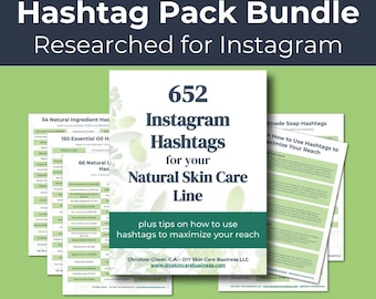 652 Skincare Business Instagram Hashtags • Researched Hashtags for DIY Skin Care Entrepreneurs • Handmade Skincare Instagram Hashtag Bundle