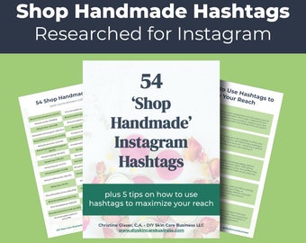 54 Shop Handmade and Shop Small Hashtag Pack • Instagram Marketing Tips for Small Businesses • Shop Local Instagram Hashtags for DIY Shops