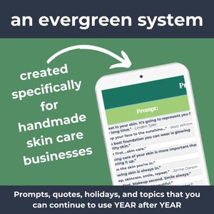 DIY Skin Care Social Media Calendar for Handmade Businesses Evergreen Social Media Ideas & Prompts Marketing Strategy/Content Planner image 2