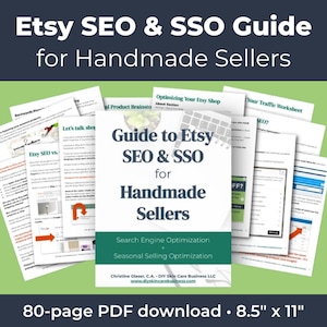Etsy SEO and SSO Guide for Handmade Sellers • Etsy Tips and Shop Set-up Tutorials • Includes Worksheets & Checklists