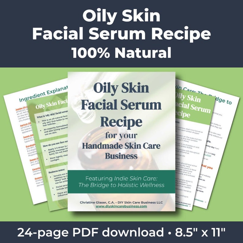 Oily Skin Facial Serum Recipe, 100% Natural Make and Sell Online DIY Serum for Handmade Skin Care Businesses Regulates Oil Production image 1