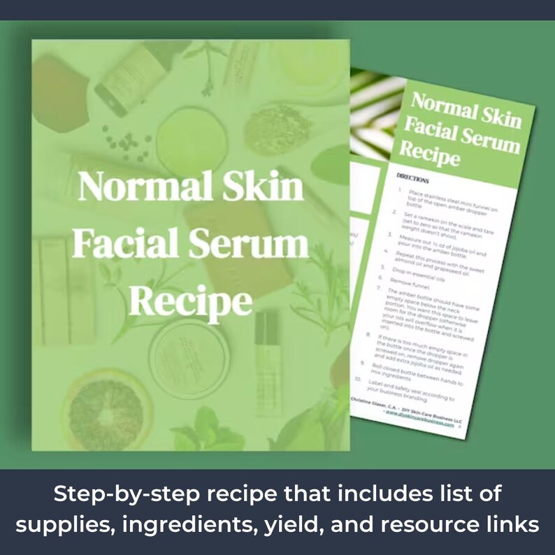 Normal Skin Facial Serum Recipe, 100% Natural Make & Sell Online DIY Serum for Handmade Skin Care Businesses Nourish, Repair, Tone image 2