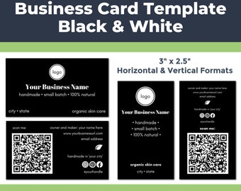 Editable Business Card Template (for Handmade Skin Care Businesses) • Minimalist Branding, 2" x 3.5" Horizontal and Vertical Formats