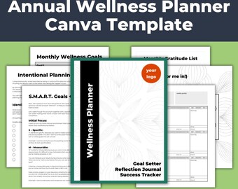 Editable Annual Wellness Planner Template for Skin Care Businesses • Goal Setter, Reflection Journal, Success Tracker • Undated