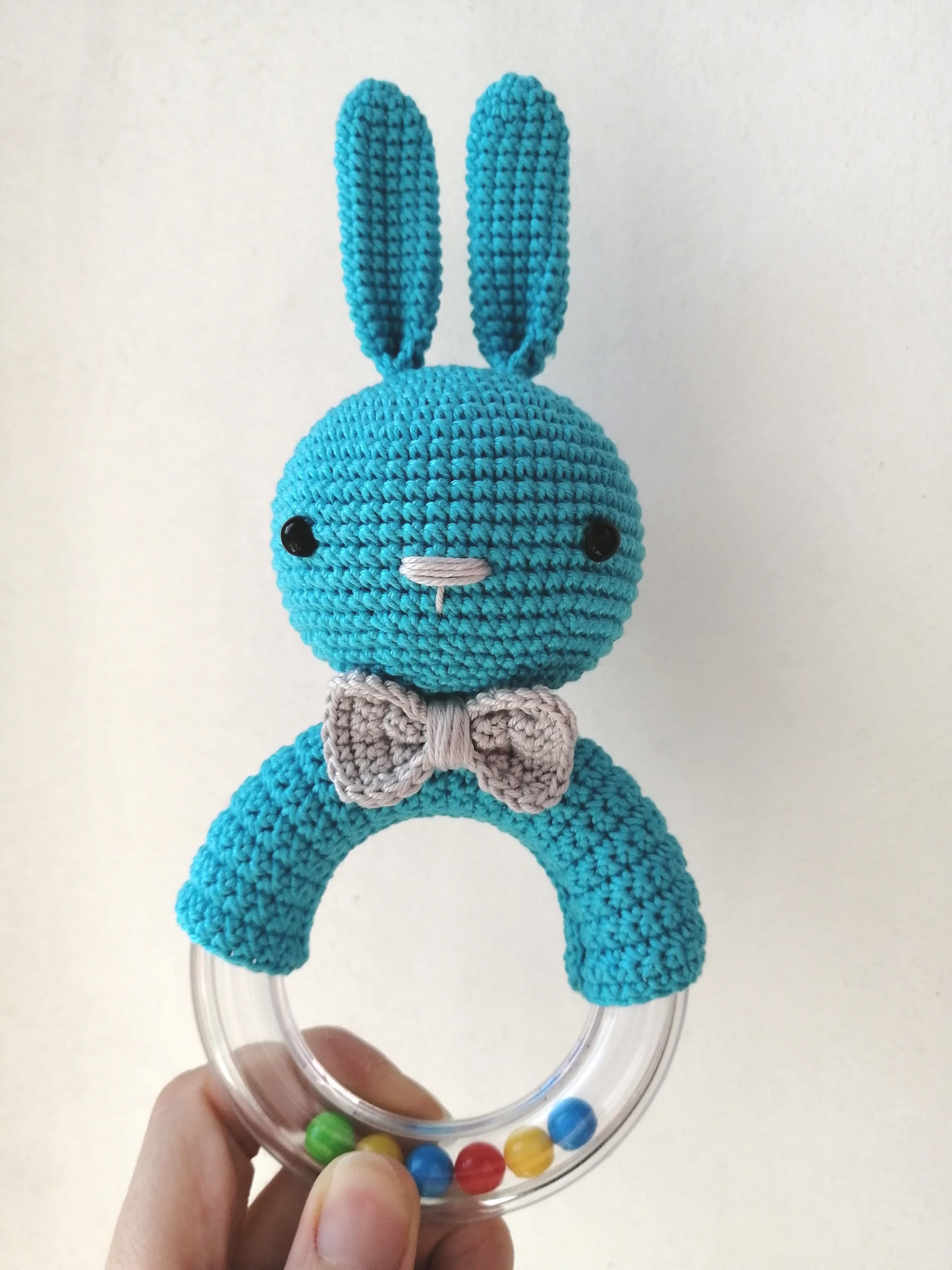 Crochet Rattle Rabbit Knitted Toy Baby Rabbit Amigurumi Etsy