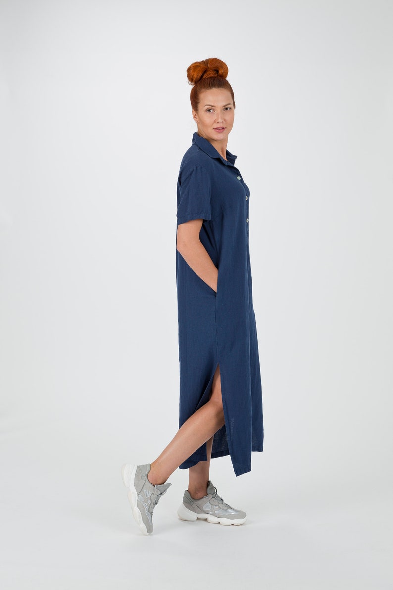 Women Linen dress Linen dress with pockets Linen dress with buttons