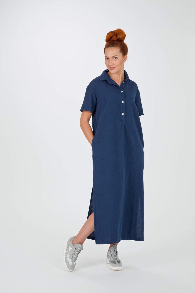 Women Linen dress Linen dress with pockets Linen dress with buttons
