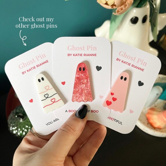 Produktbild von Spooky Ghost Emaille Revers Pins Mini Halloween Ghost Buttons For Women